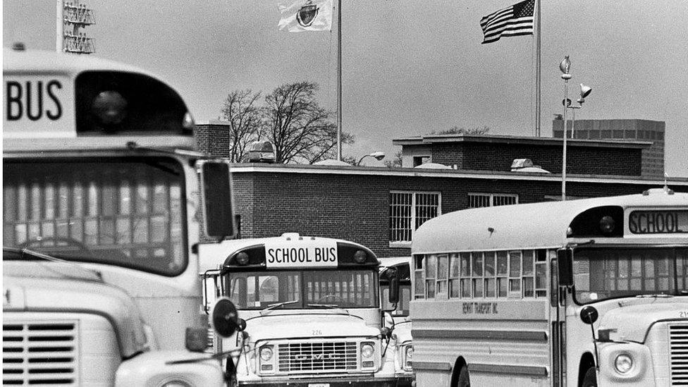 School buses in 1974