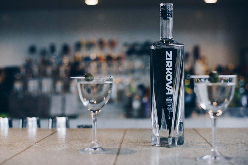 A bottle of Zirkova vodka