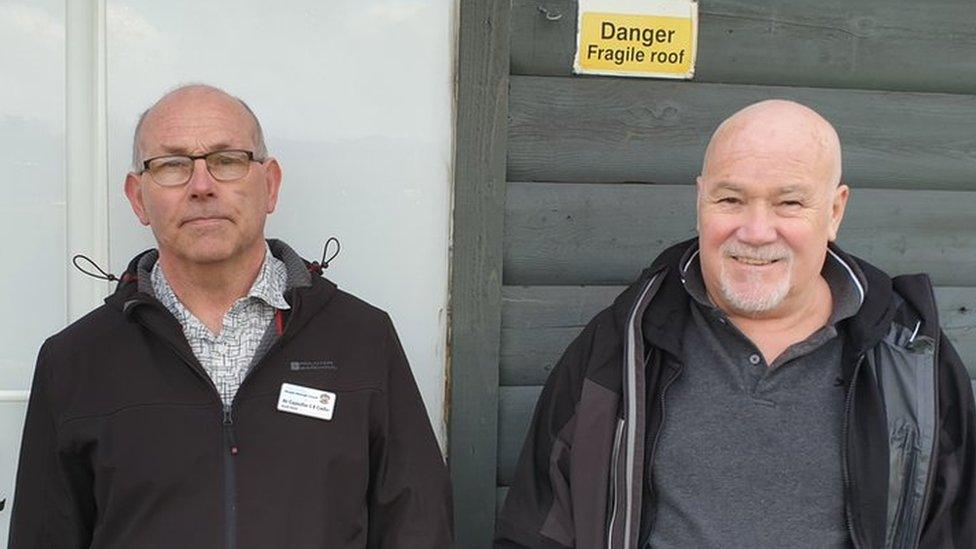 Douglas Councillor Stephen Crellin and lifelong Pulrose Football Club member Paul Henry