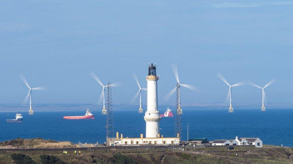 wind turbines off the coast of Aberdeen