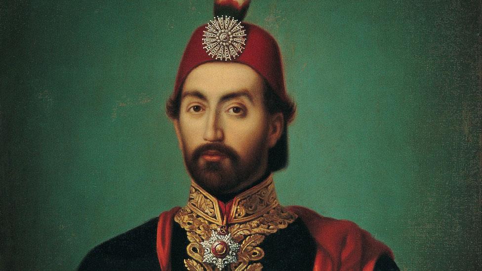 A portrait of Sultan Abdülmecid I, in regal clothing