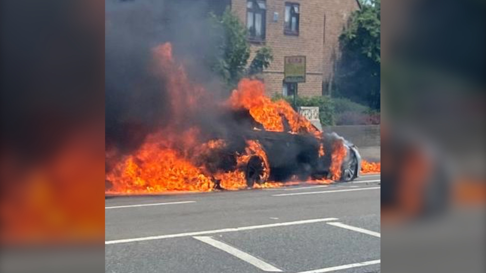 Car on fire on Bellegrove Road