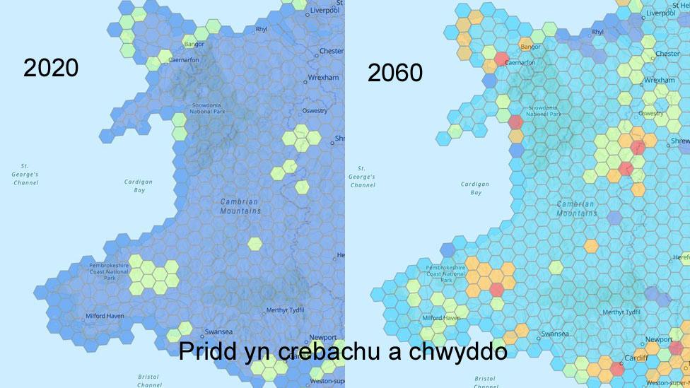 Mapiau pridd yn crebachu a chwyddo posibl 2020 a 2060