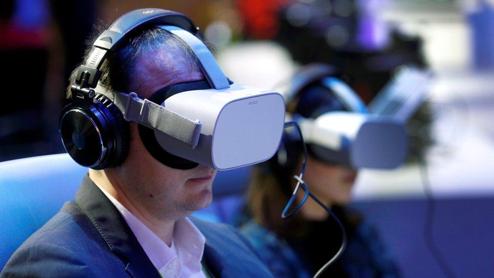 Man wearing a virtual reality headset