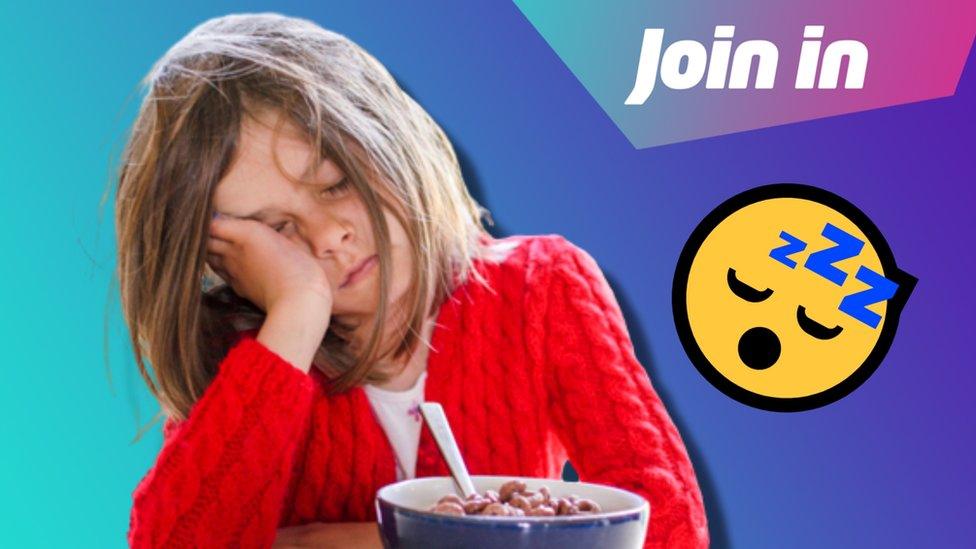 sleepy child with emoji