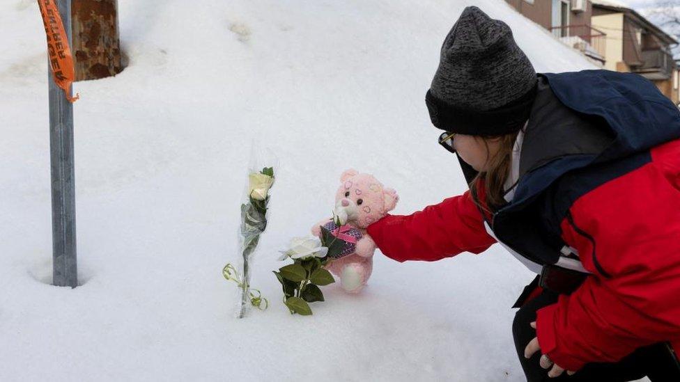 A makeshift memorial