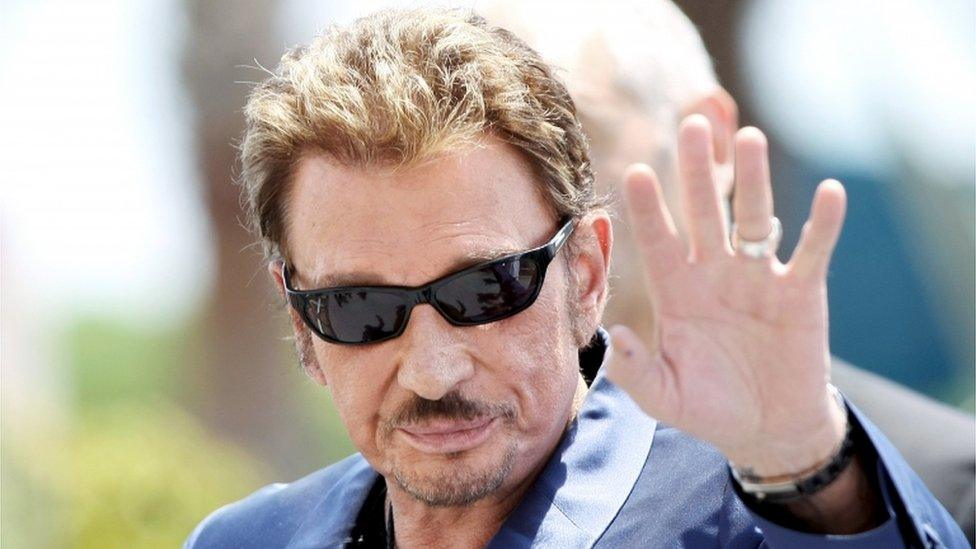 A file picture dated 17 May 2009 shows French musician and singer Johnny Hallyday at the 62nd Cannes Film Festival in Cannes, France