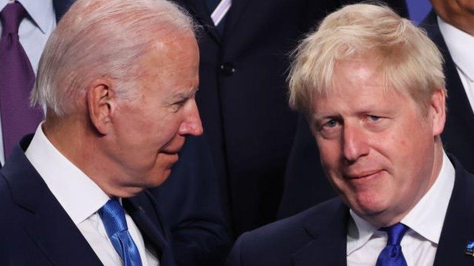 Image shows Boris Johnson and Joe Biden