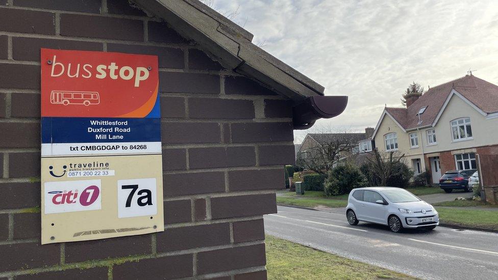 A bus stop in Whittlesford