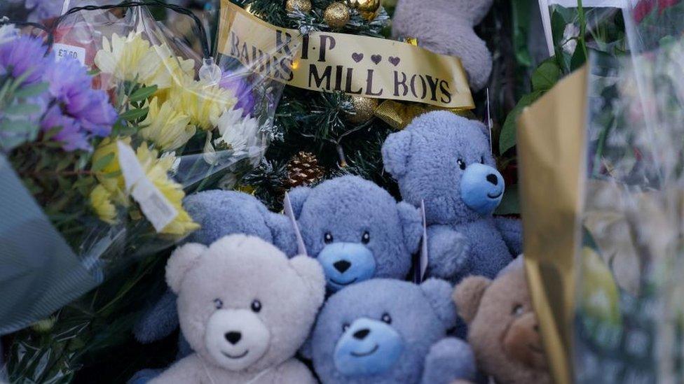 Flowers and tributes at the scene