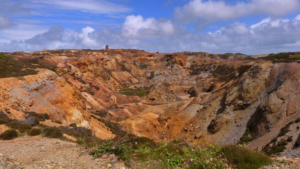 The remnants of opencast mining at Parys Mountain on Anglesey