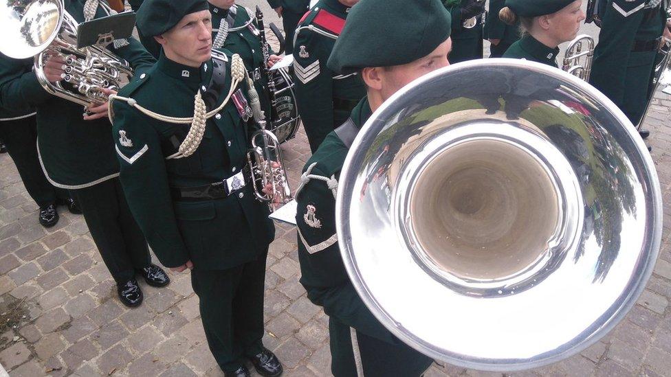 The Royal Irish Regiment band after ceremony at the Somme