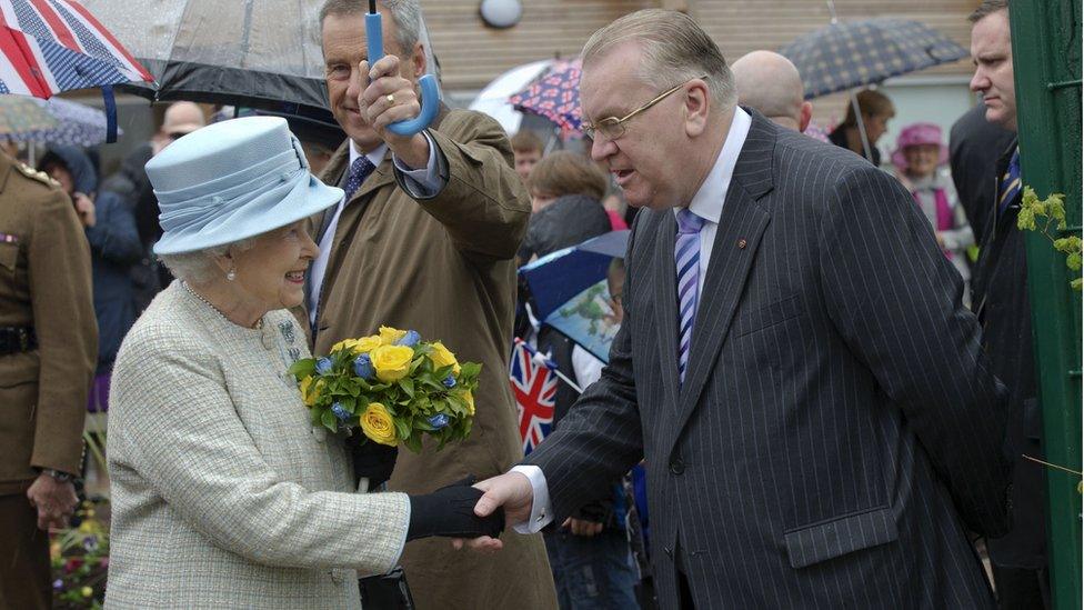 The Queen with Jeff Edwards (far right)