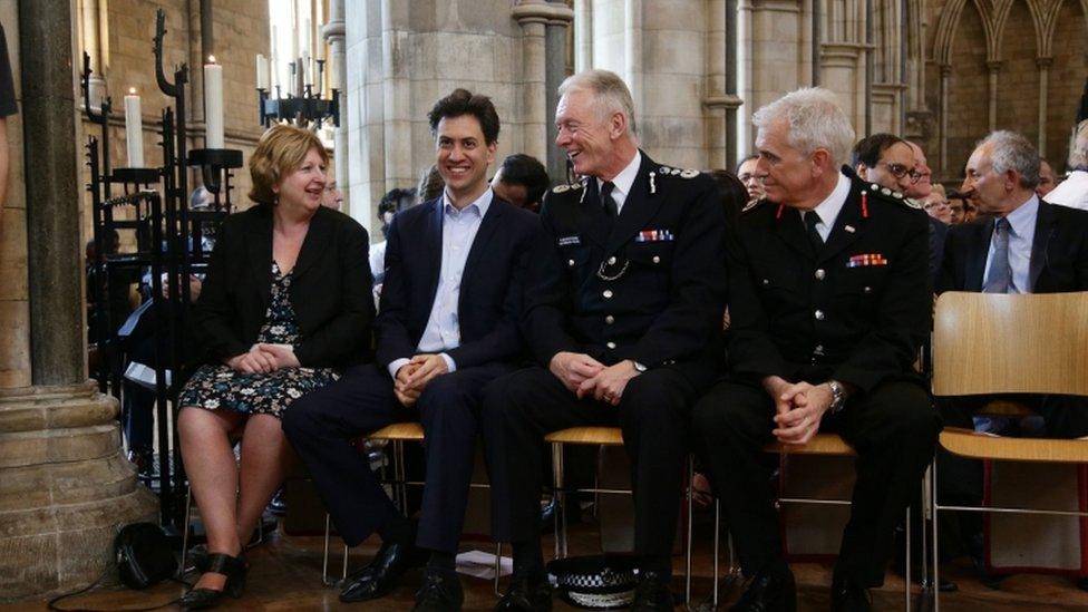 Karen Buck MP, former Labour leader Ed Miliband, Metropolitan Police Commissioner Sir Bernard Hogan-Howe and London Fire Brigade Commissioner Ron Dobson