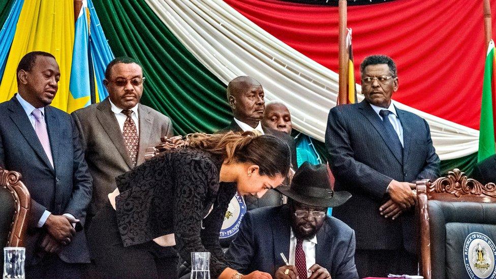 President Salva Kiir signs peace agreement