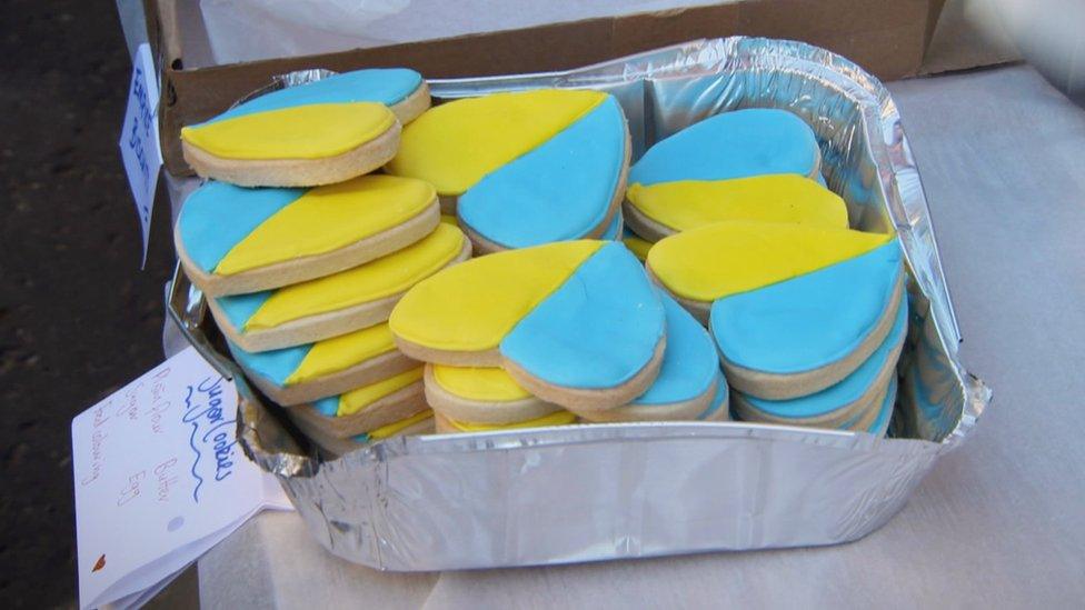 Ukrainian flag biscuits