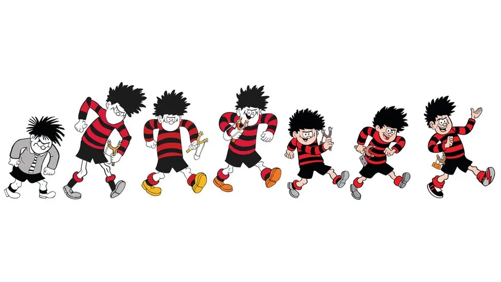 different evolutions of Dennis the menace drawings