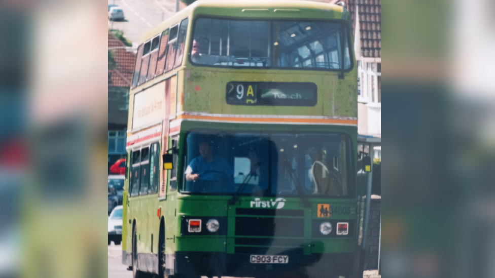 A green First bus