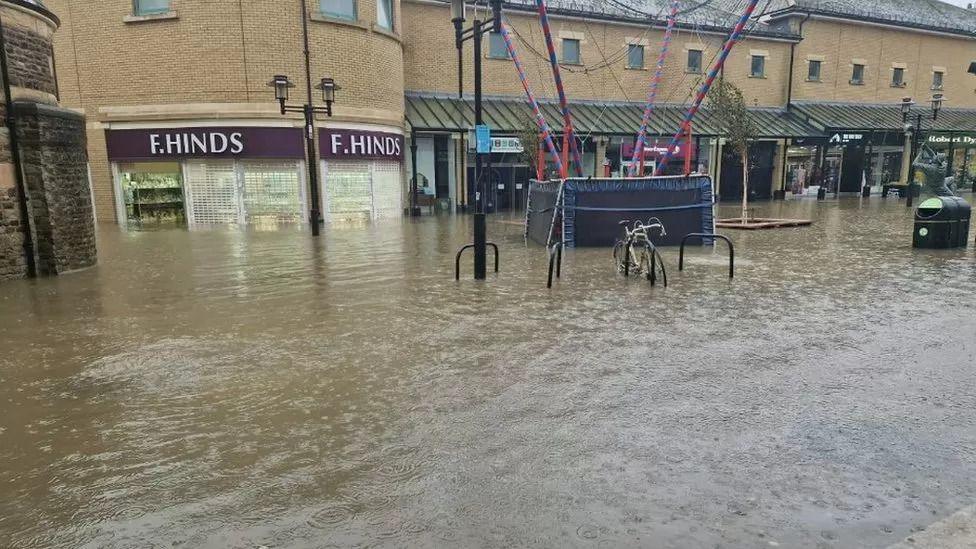 Flooding at the Hastings shopping centre