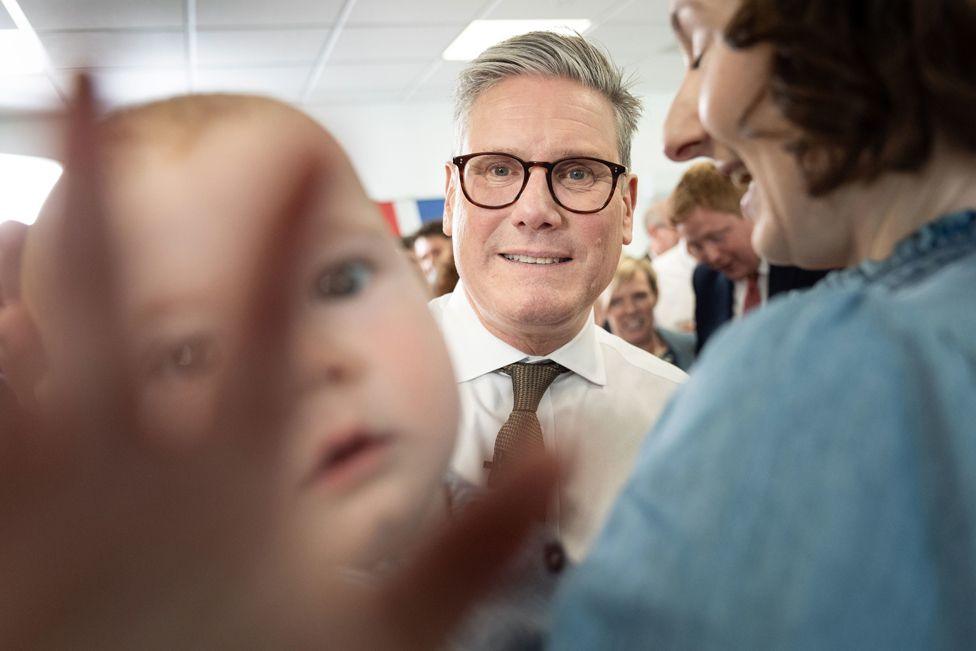 Labour Party leader Sir Keir Starmer at Worcester City Football Club where he met Labour supporters whilst campaigning in the West Midlands for this year’s General Election, 29 May 2024.