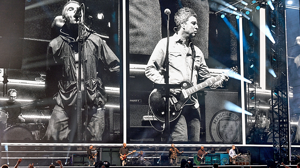 Huge screens projected live images of Noel and Liam Gallagher side by side although they didn't exactly perform standing next to each other