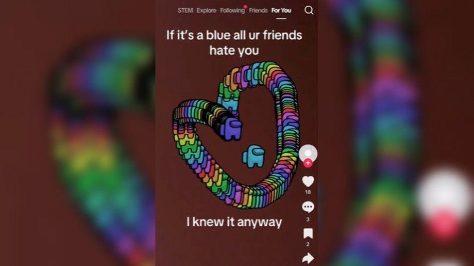 A brown slide that has symbols on and says if its a blue all your friends hate you, then the symbol is blue. It says below 'i knew it anyway'