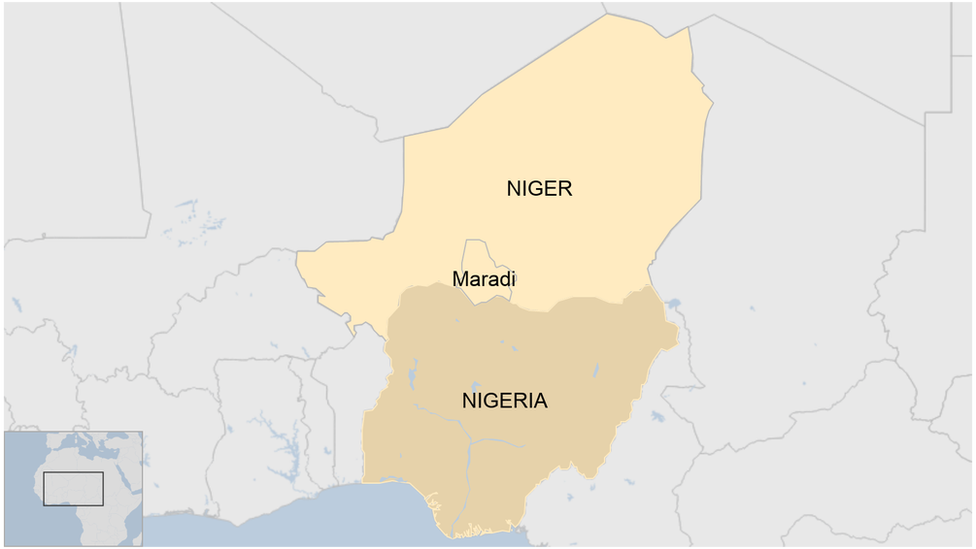 Map showing Niger, Nigeria and Maradi