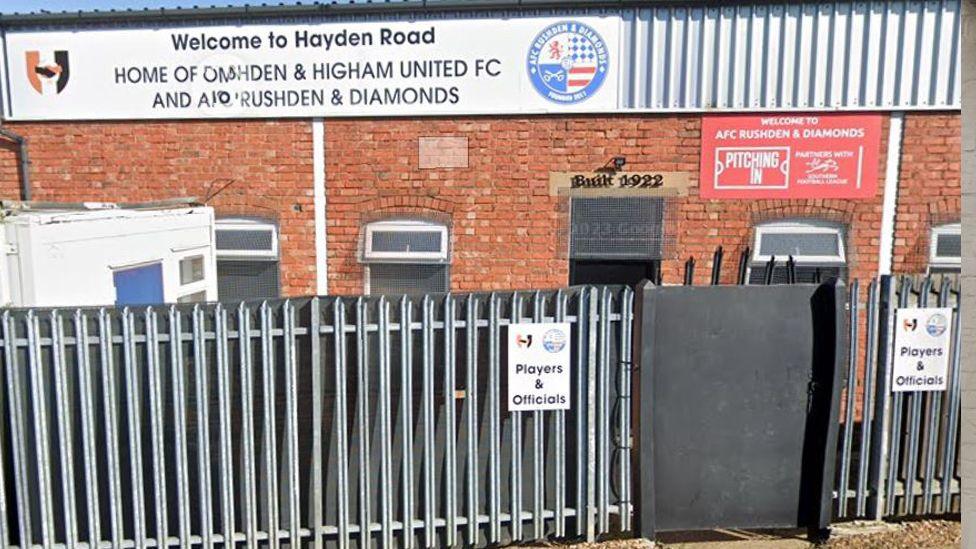 The outside of AFC Rushden & Diamonds Football Club 