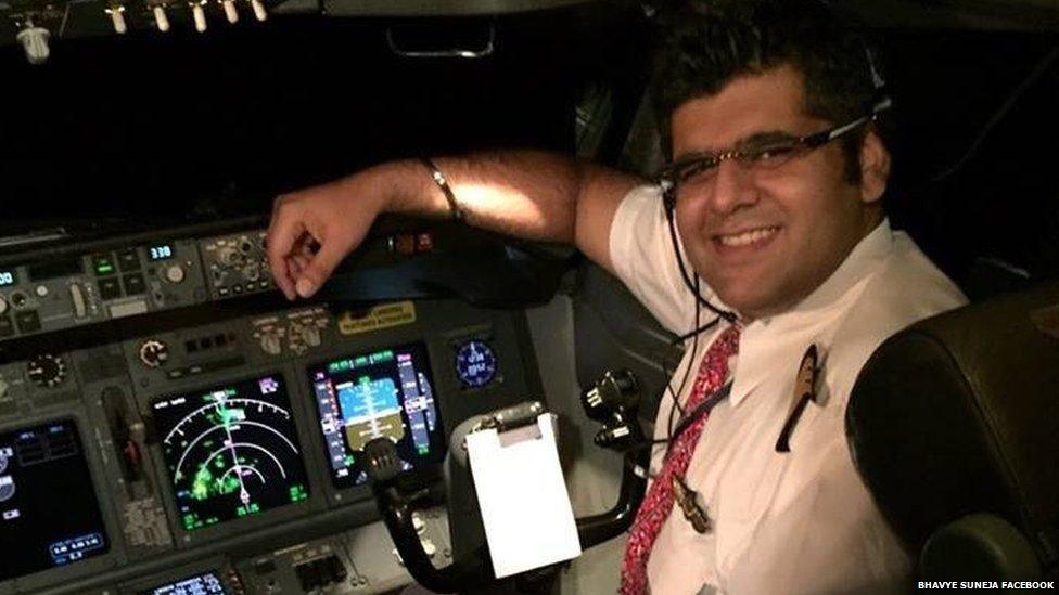 Bhavya Suneja in the cockpit of a plane