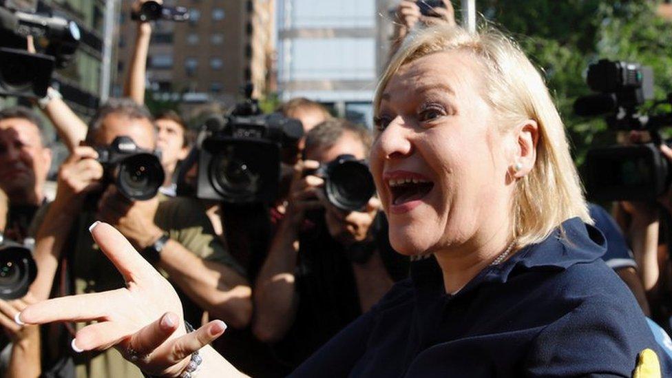 Inés Madrigal outside court in Madrid on 26 June