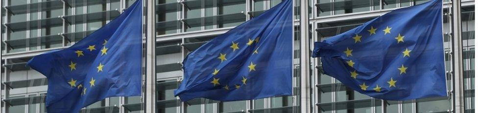 EU flags outside European Commission building