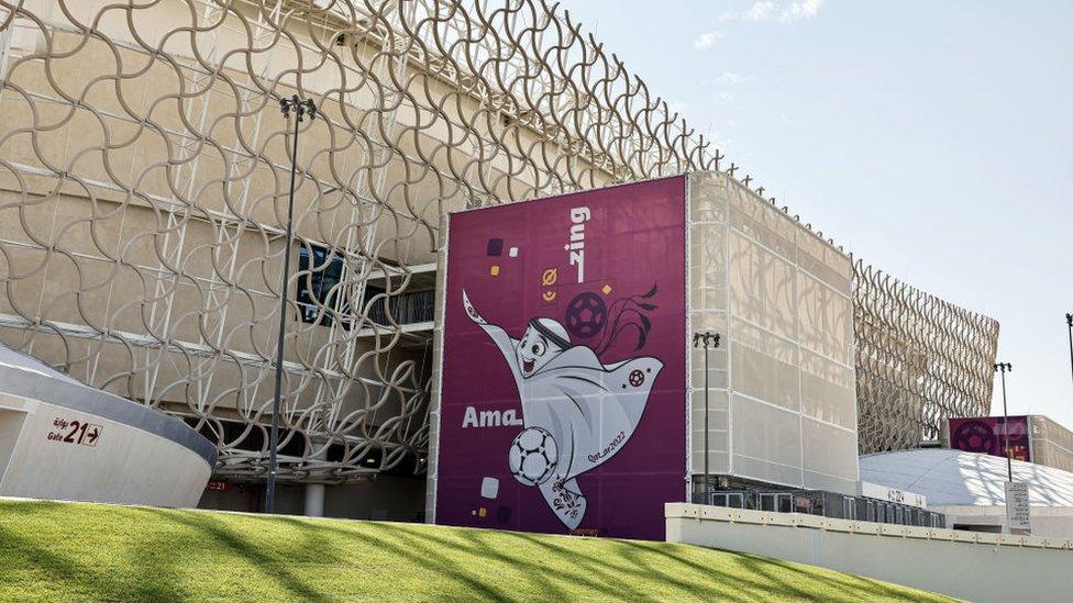 A close view of Ahmad Bin Ali Stadium.