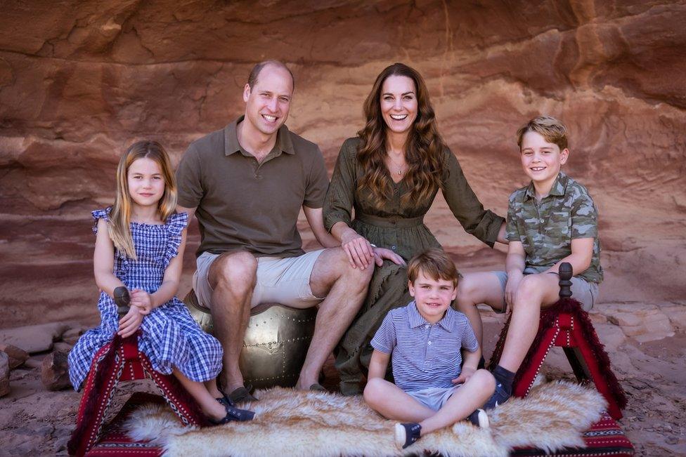 Duke of Cambridge, Duchess of Cambridge with Prince George, Princess Charlotte and Prince Louis.