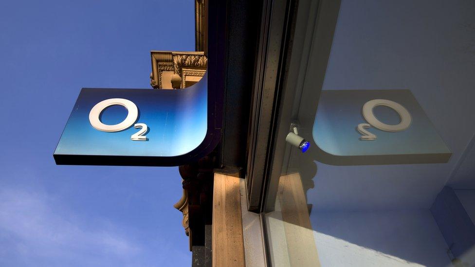 O2 sign outside store in central London