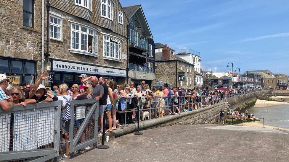 Crowds gathered in St Ives ahead of the Royal visit