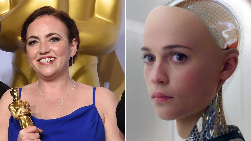 Sara Bennett and Alicia Vikander in Ex Machina