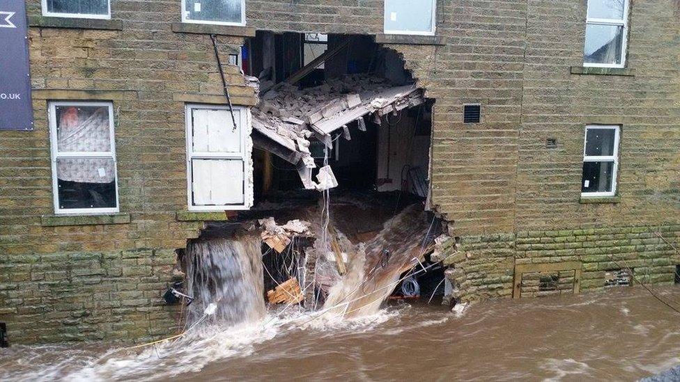 The Royal Oak Pub in Haworth was badly damaged