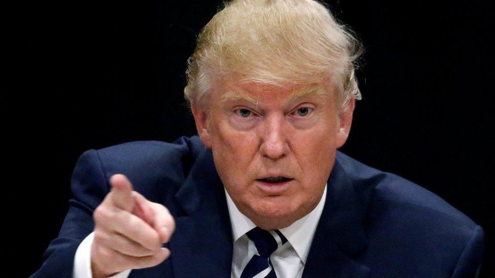 Republican Donald Trump appears at a campaign roundtable event in Manchester, New Hampshire, 28 October 2016