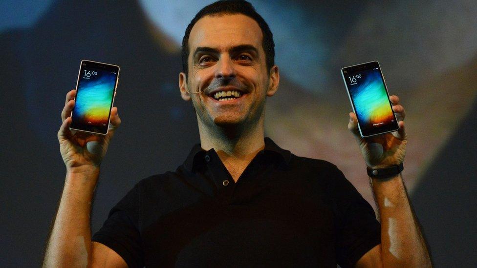 Vice President of Xiaomi Global, Hugo Barra gestures during the launch of Xiaomi's Mi4i smart phone in New Delhi on April 23, 2015