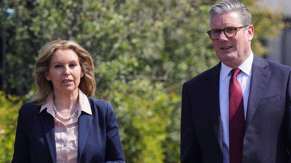 Britain's opposition Labour Party leader Keir Starmer stands with Labour Party MP Natalie Elphicke, on the day of an event on how to tackle small boat crossings, i