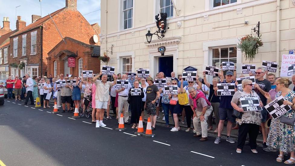 Protesters outside Hedon Town Hall