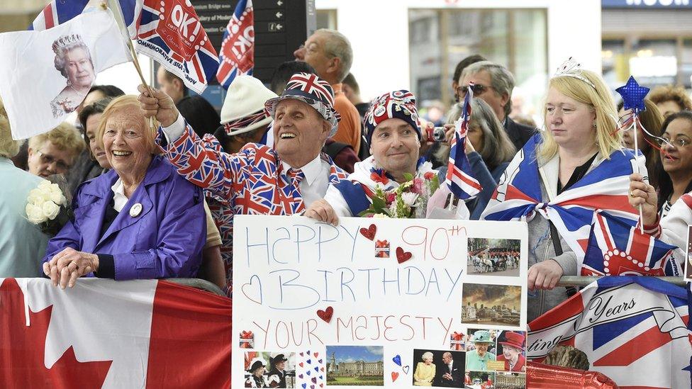 Crowds outside St Paul's Cathedral for Queen's birthday