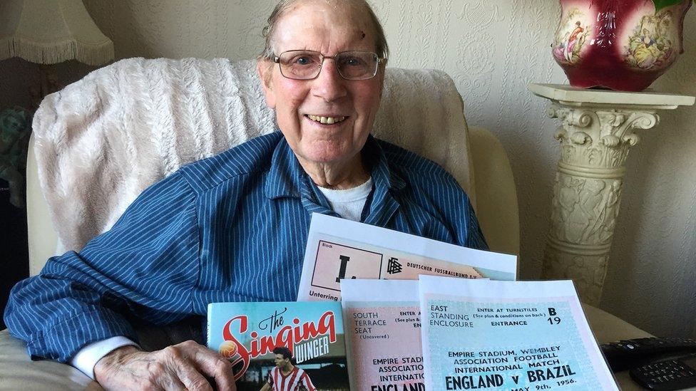 Colin Grainger with his football memorabilia