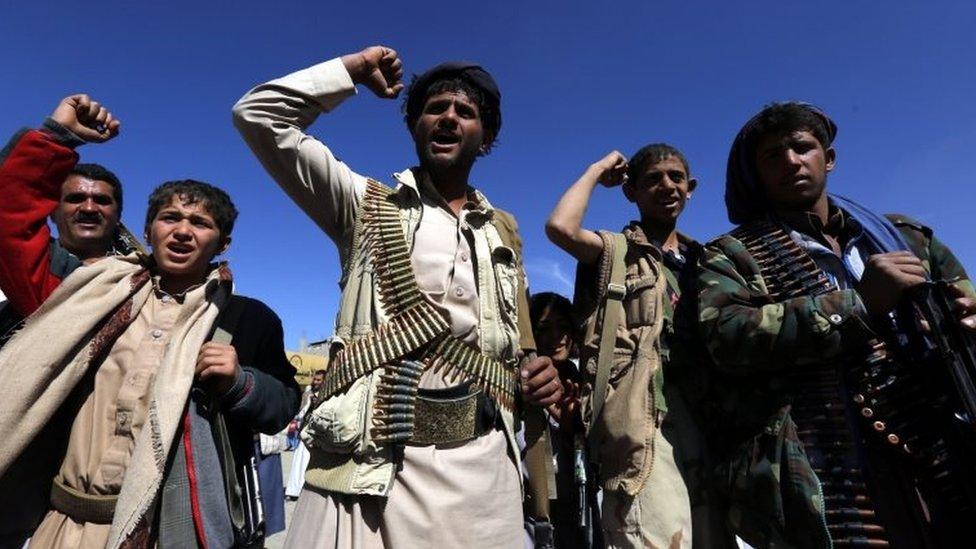 Houthi supporters shout slogans during an anti-Saudi rally in Sanaa. Photo: 24 November 2016