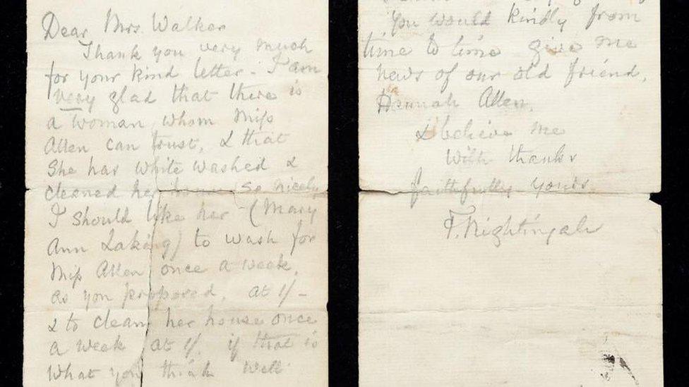 Letter penned by Florence Nightingale