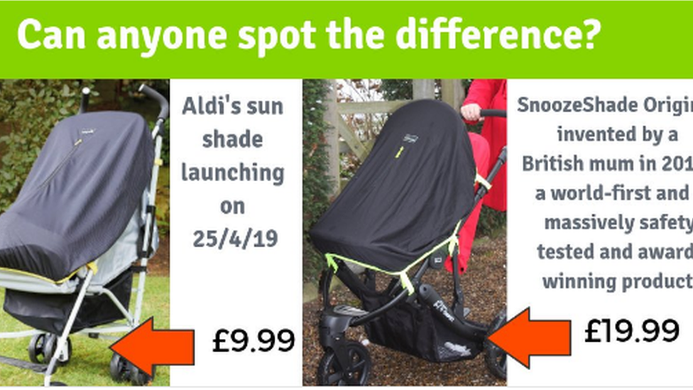 Aldi accused of copying pram shade BBC News