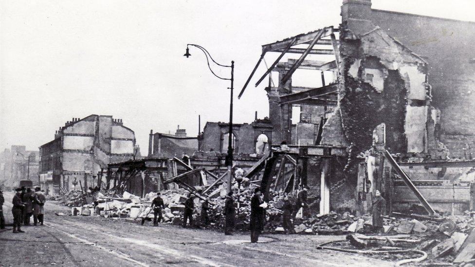 Bomb damage in Sheffield, World War Two