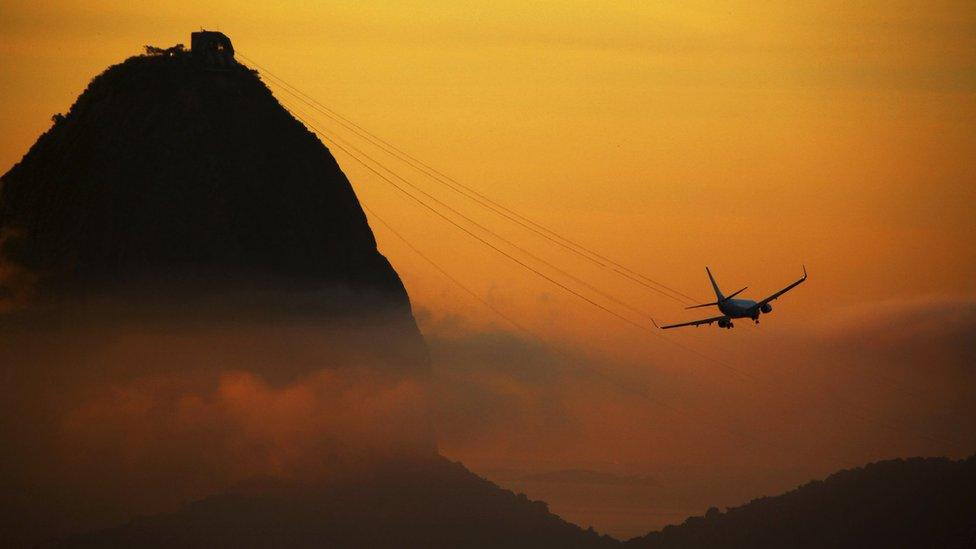 PLane over Sugar Loaf mountain, Brazil