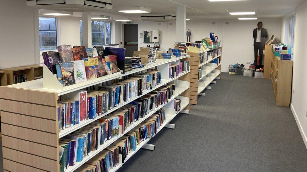 Inside the new library at Farlingaye High School