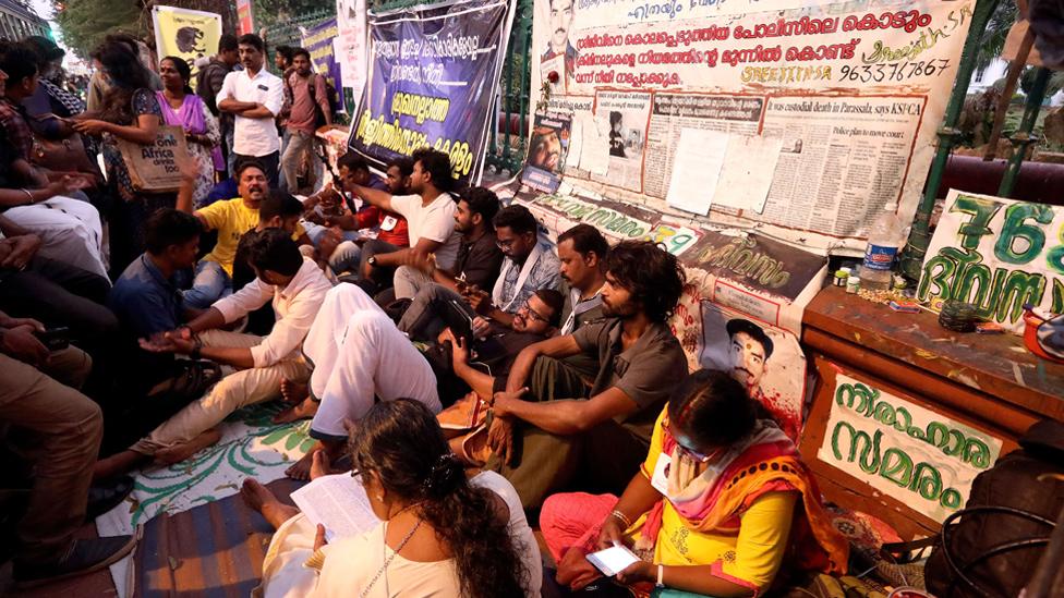 Sreejitth on protest with his supporters